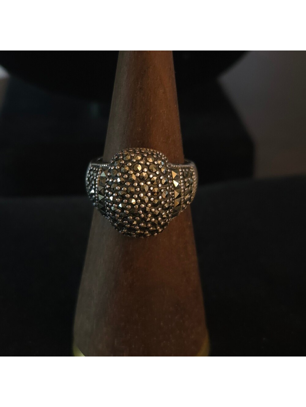 Vintage Size 8 Art Deco Style Ring Dome Marcasite Ring